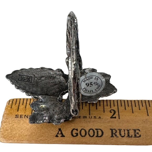 Vintage 95% Genuine Pewter Grape Vine Napkin Rings Set Of 2 Holiday Home Decor - Picture 4 of 12